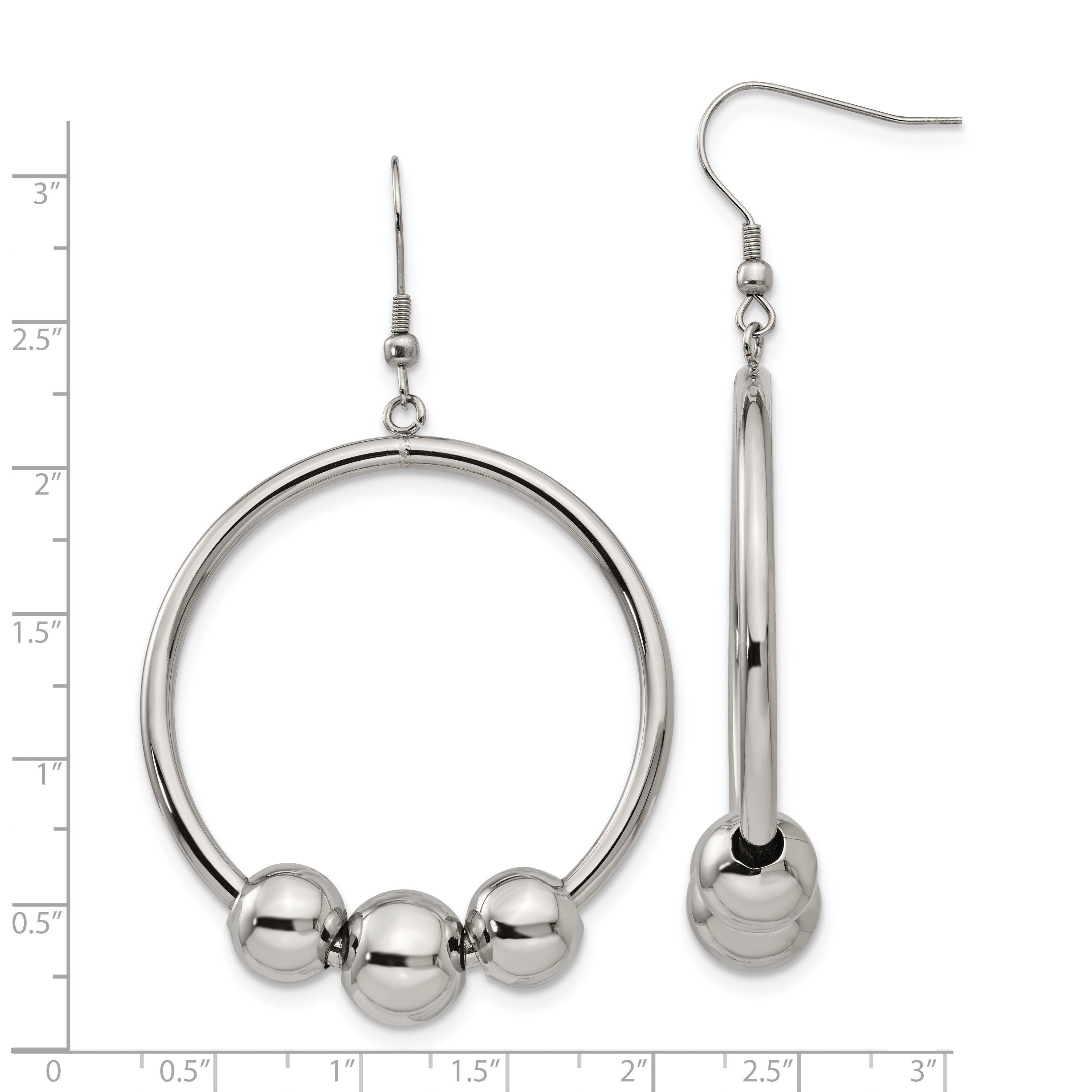 Polished Dangle Shepherd Hook Earrings in Stainless Steel
