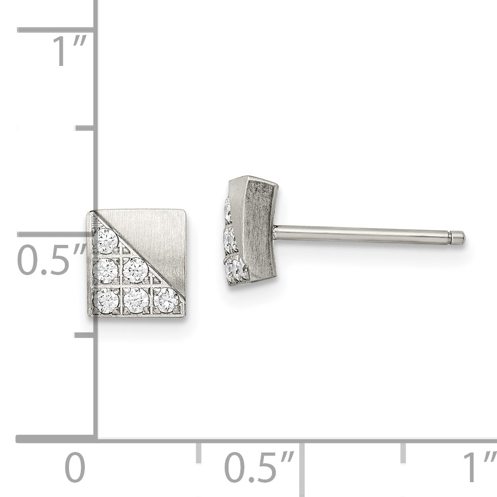 Sophia Jewelers Unisex Stainless Steel CZ Cluster Post Earrings