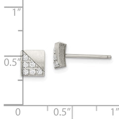 Sophia Jewelers Unisex Stainless Steel CZ Cluster Post Earrings