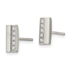 Brushed CZ Bar Post Earrings in Stainless Steel