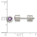 Sophia Jewelers Stainless Steel Purple CZ February Birthstone Stud Earrings