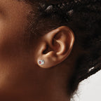 Stainless Steel Unisex Birthstone Stud Earrings with Polished Red CZ