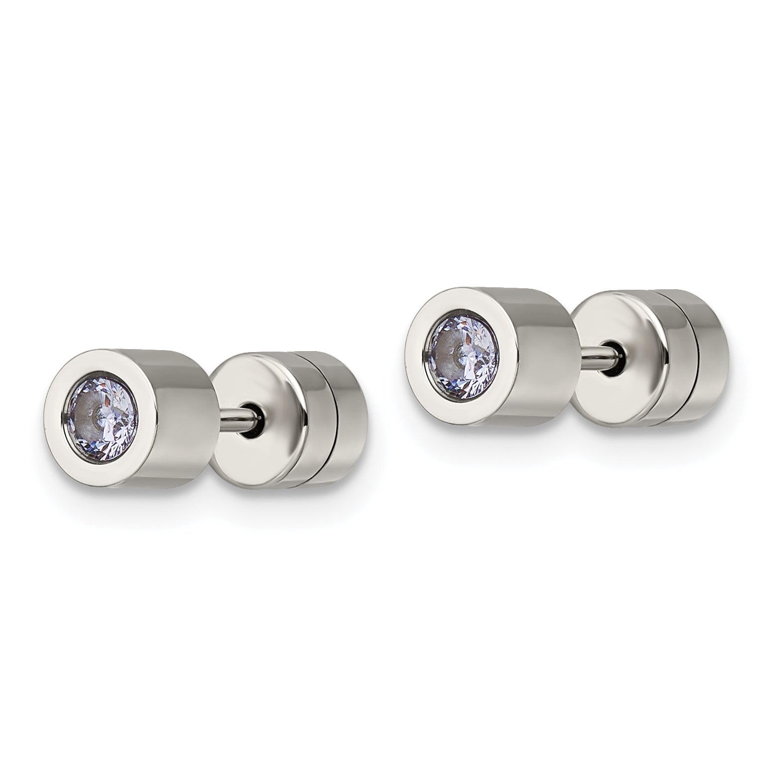 Sophia Jewelers Stainless Steel June Birthstone CZ Stud Earrings Gift Ready