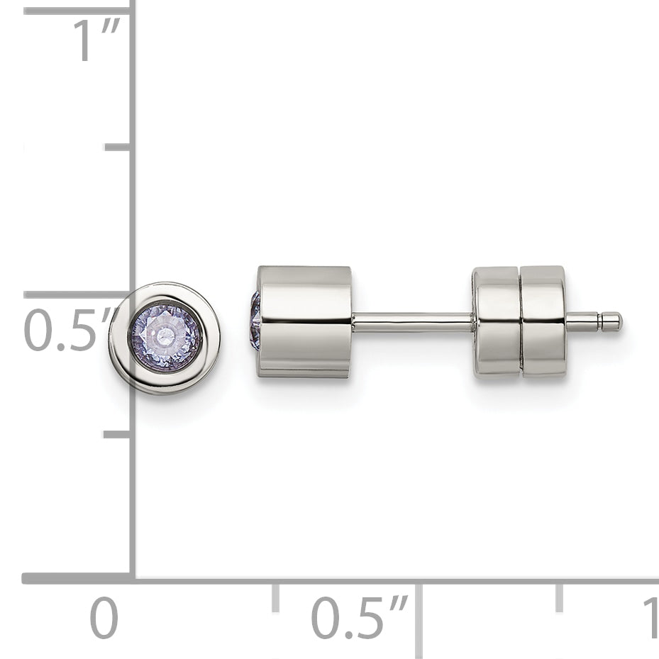Sophia Jewelers Stainless Steel June Birthstone CZ Stud Earrings Gift Ready