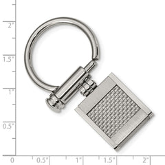 Stainless Steel Brushed and Polished Grey Carbon Fiber Inlay Key Ring