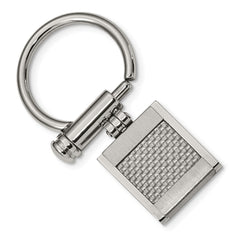 Sophia Stainless Steel Men's Key Ring with Grey Carbon Fiber Inlay