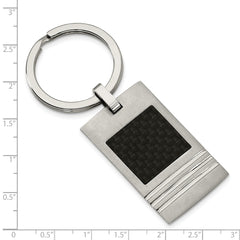 Stainless Steel Brushed Black Carbon Fiber Inlay Key Ring