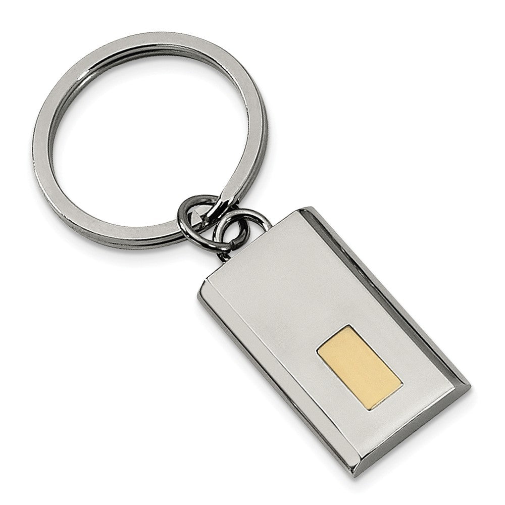 Stainless Steel Men's Engravable Polished Gold-Tone Key Ring by Sophia Jewelers Main image