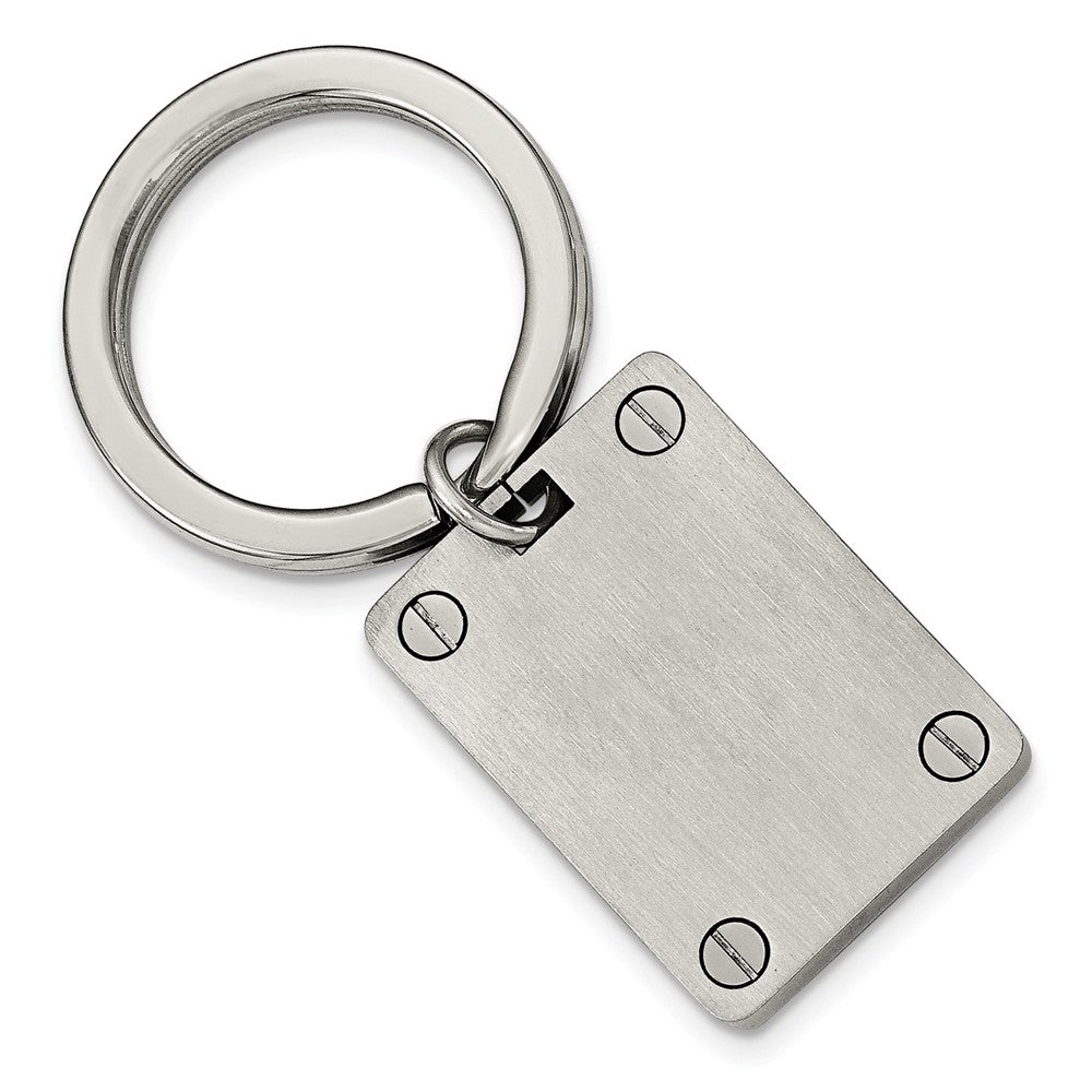 Sophia Jewelers Men's Stainless Steel Engravable Polished & Brushed Key Ring Main image