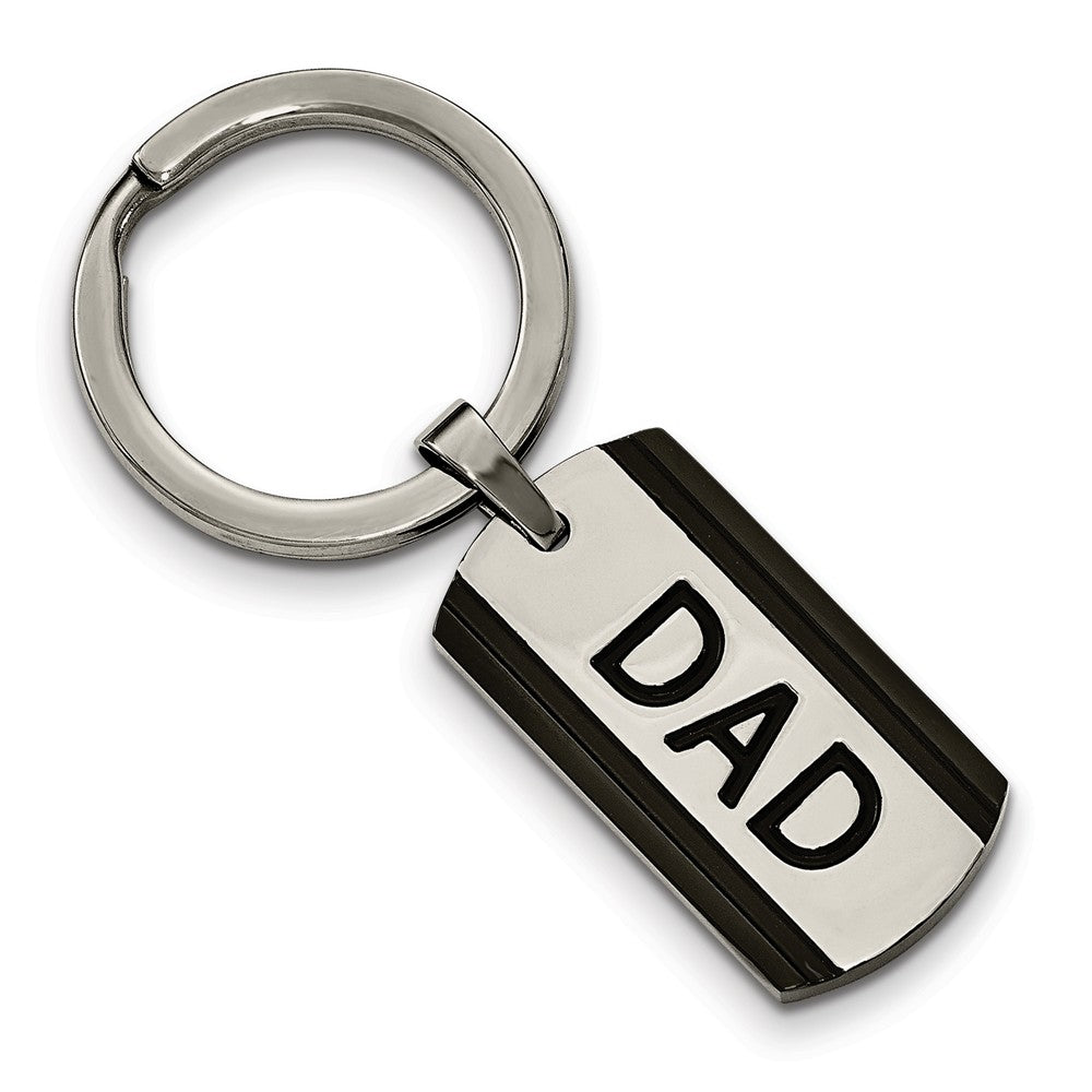 Chisel Stainless Steel Polished Black IP-plated Dad Key Ring