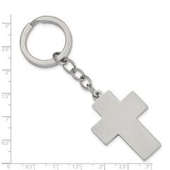 Stainless Steel Polished Cross Key Ring