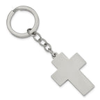 Polished Cross Key Ring in Stainless Steel