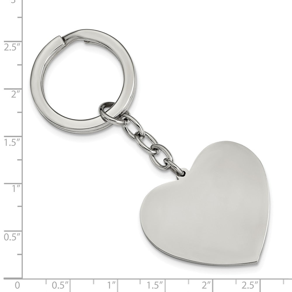 Stainless Steel Polished Heart Key Ring