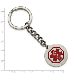 Stainless Steel Polished Red Paint Inlay Medical Key Chain