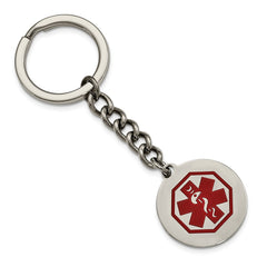 Chisel Stainless Steel Polished Red Enamel Medical Key Ring