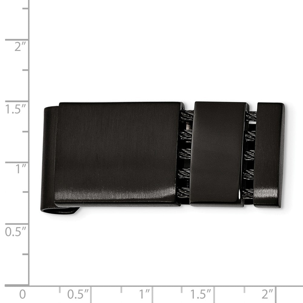 Stainless Steel Brushed and Polished Black IP-plated Money Clip