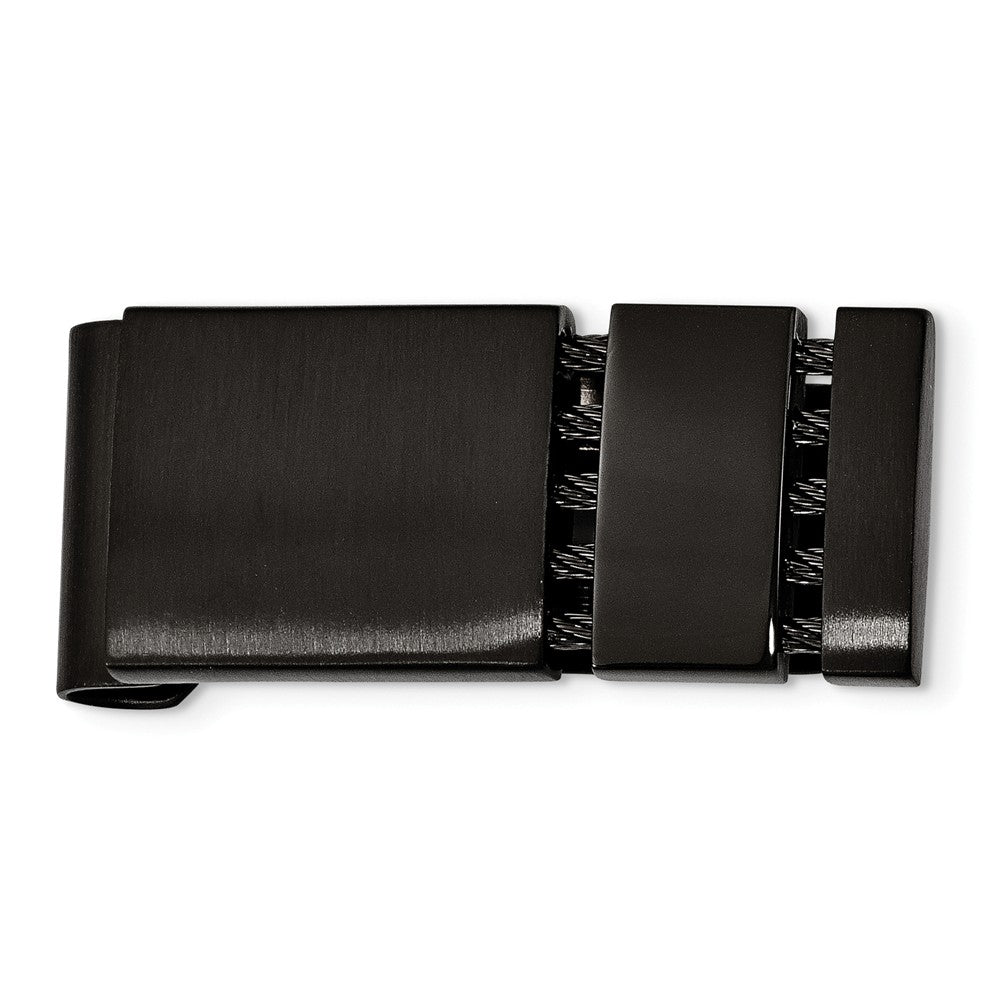 Stainless Steel Men's Money Clip with Polished Black IP Plating and Engravable Feature Main image