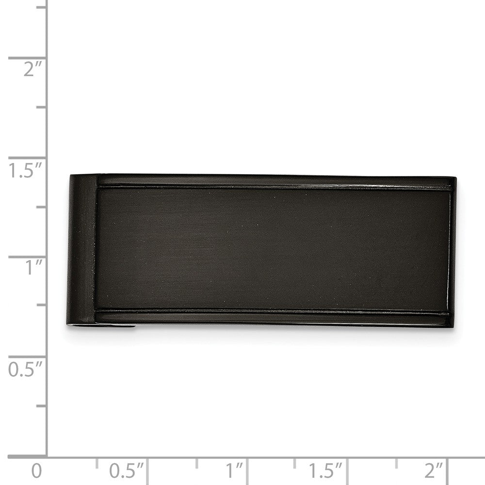 Stainless Steel Brushed and Polished Black IP-plated Money Clip