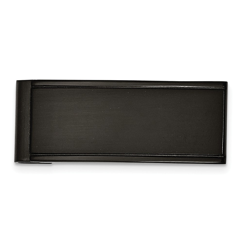 Sophia Jewelers Black IP-Plated Stainless Steel Money Clip, Engravable & Durable
