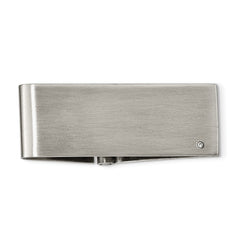 Chisel Stainless Steel Brushed .03 Carat Diamond Hinged Money Clip