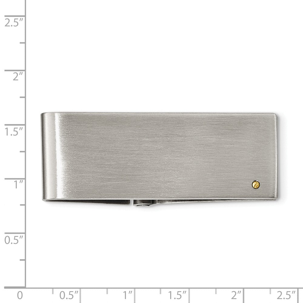 Stainless Steel Brushed Yellow IP-plated Screw Accent Money Clip