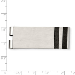 Stainless Steel Brushed Black Carbon Fiber Inlay Money Clip