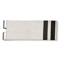 Chisel Stainless Steel Brushed Black Carbon Fiber Inlay Money Clip