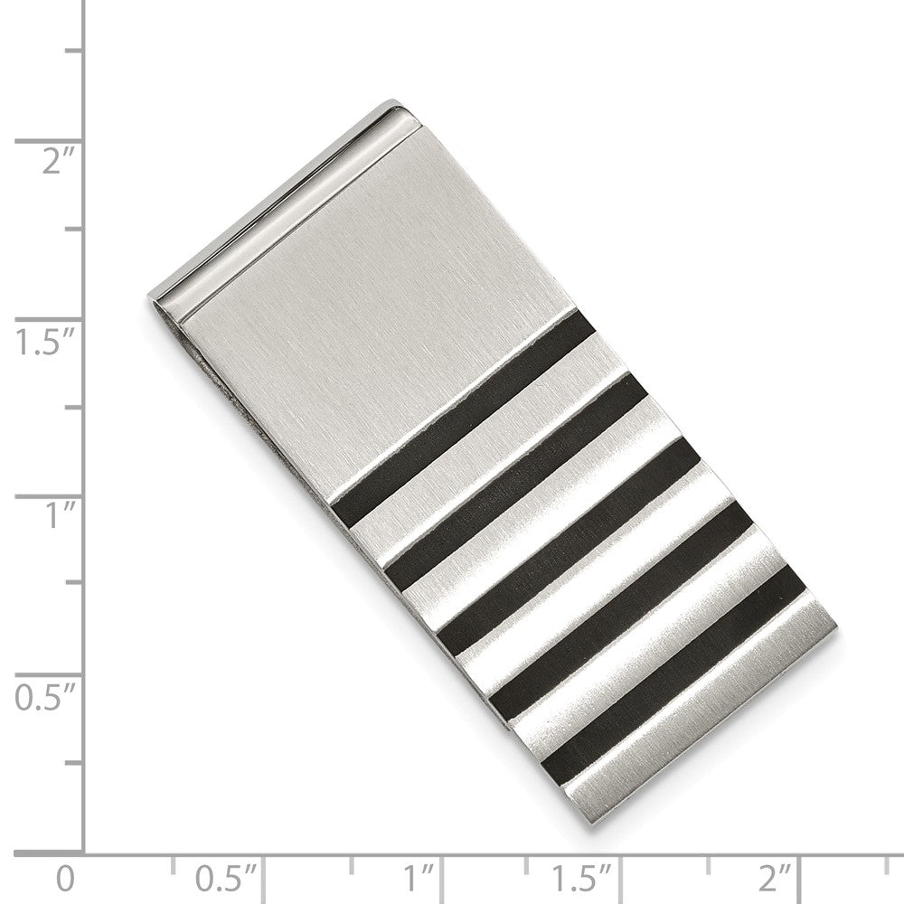 Stainless Steel Brushed With Rubber Accents Money Clip