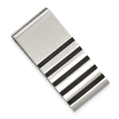 Chisel Stainless Steel Brushed Black Rubber Accents Money Clip