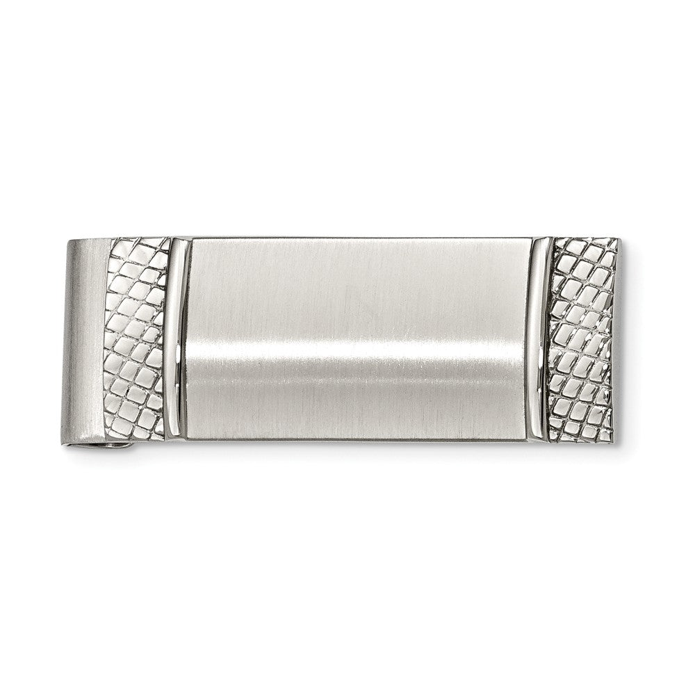 Sophia Jewelers Engravable Brushed Stainless Steel Money Clip with Pebbled Texture