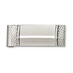 Sophia Jewelers Engravable Brushed Stainless Steel Money Clip with Pebbled Texture