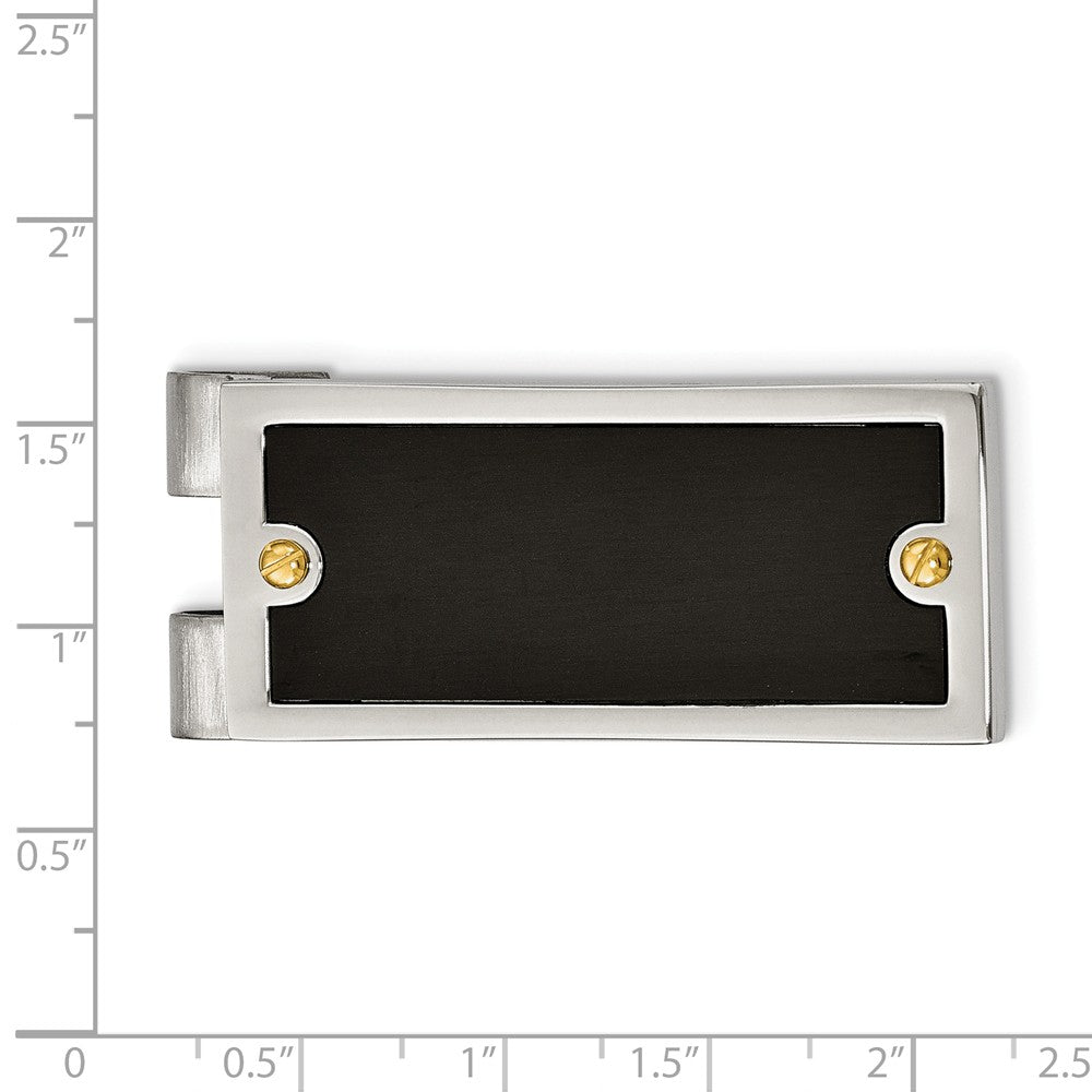 Stainless Steel Polished Yellow & Black IP-plated Money Clip