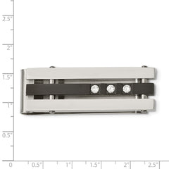Stainless Steel Cubic Zirconia Black IP-plated Polished Money Clip