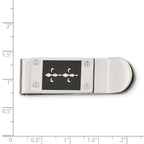 Stainless Steel Polished Enameled Fleur de Lis Money Clip