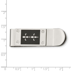 Stainless Steel Polished Enameled Fleur de Lis Money Clip