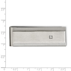 Stainless Steel Polished and Brushed Cubic Zirconia Money Clip