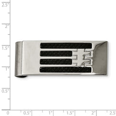 Stainless Steel Polished Carbon Fiber Inlay Money Clip