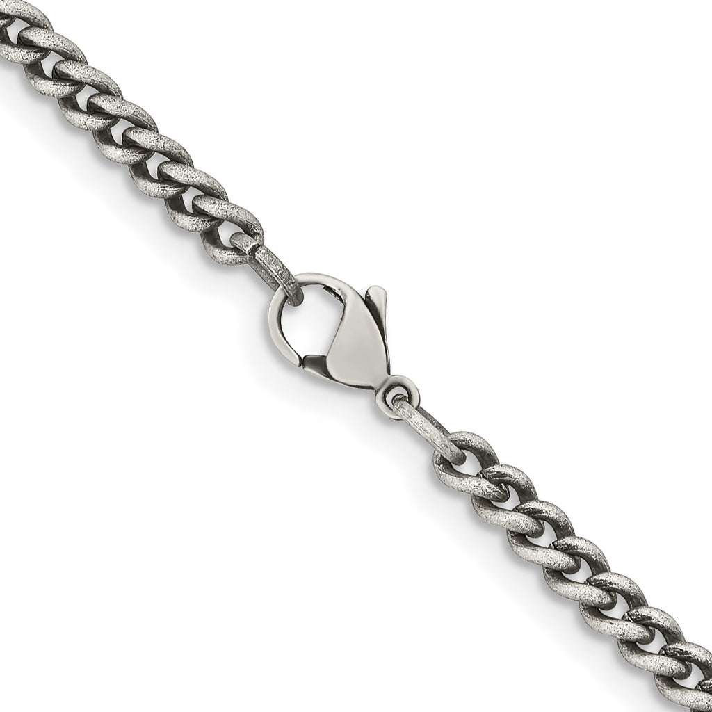 Antiqued Round Curb Chain in Stainless Steel, 4mm