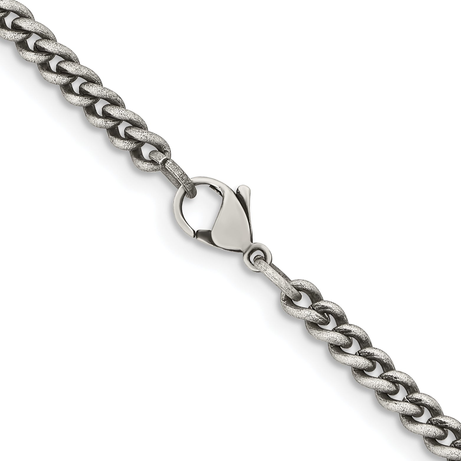 Antiqued Round Curb Chain in Stainless Steel, 4mm