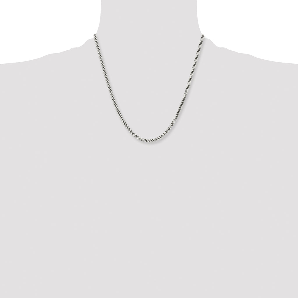 Antiqued Round Curb Chain in Stainless Steel, 4mm