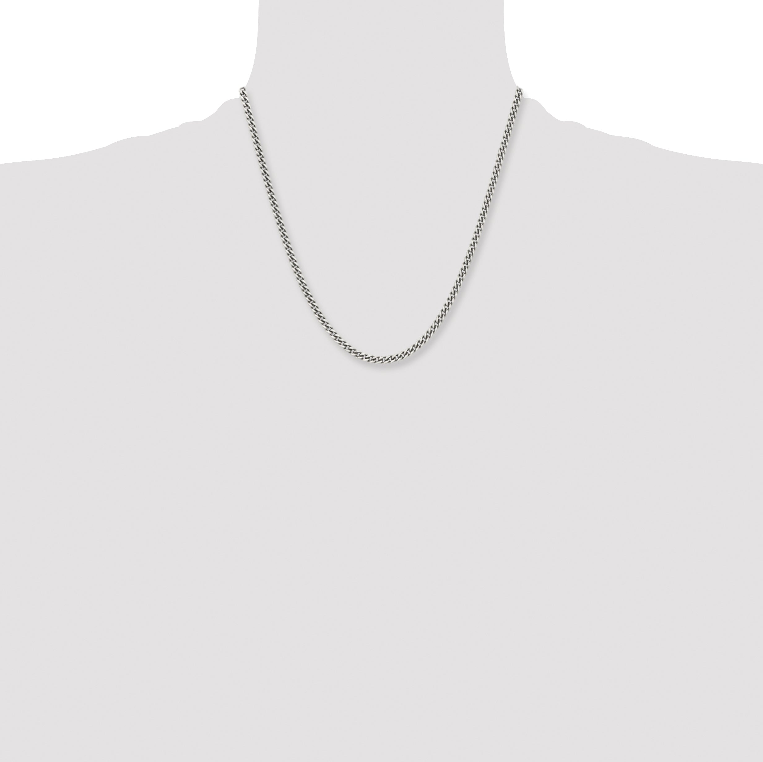 Antiqued Round Curb Chain in Stainless Steel, 4mm