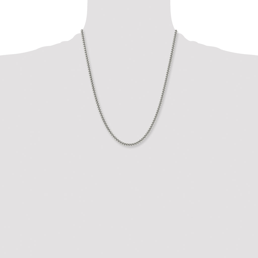 Antiqued Round Curb Chain in Stainless Steel, 4mm