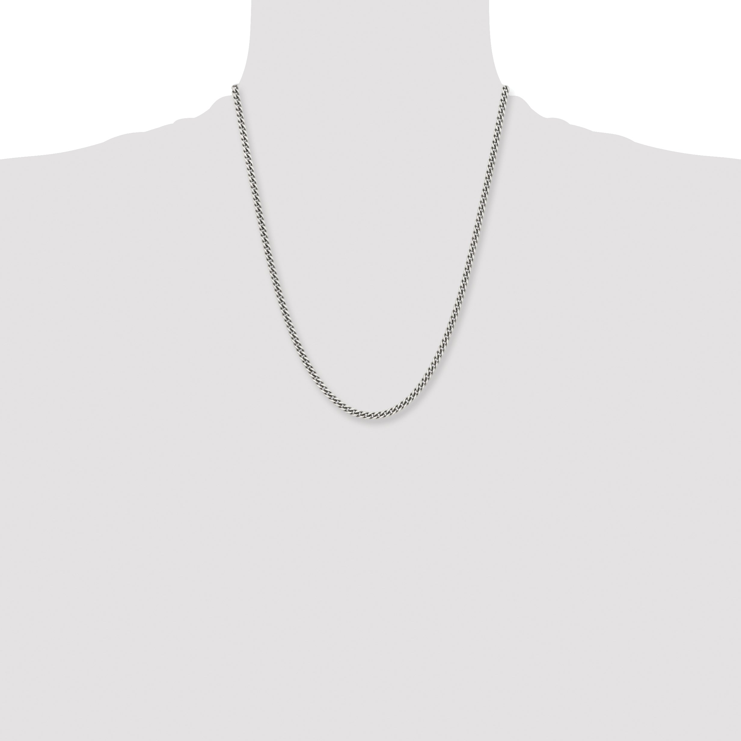 Antiqued Round Curb Chain in Stainless Steel, 4mm