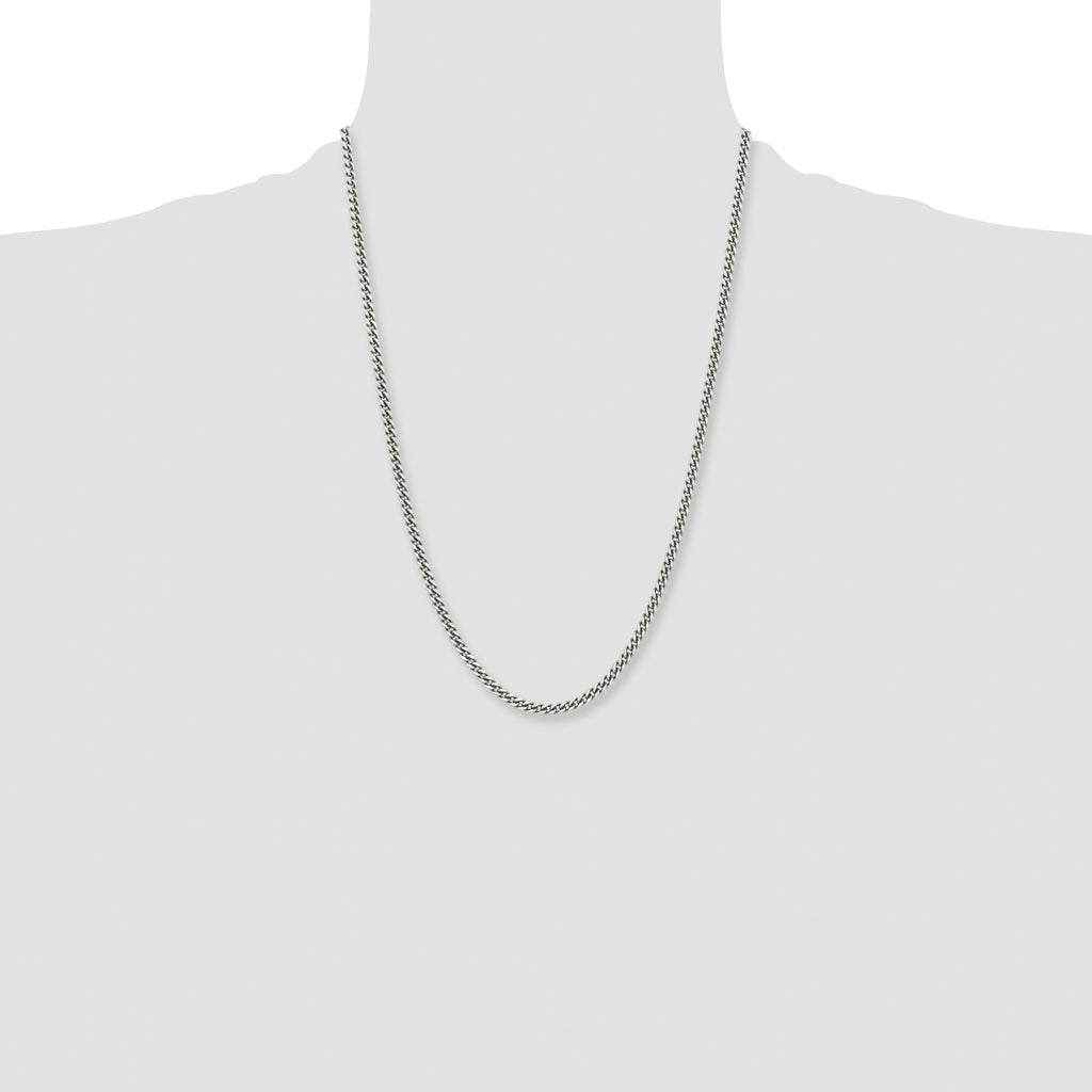 Antiqued Round Curb Chain in Stainless Steel, 4mm