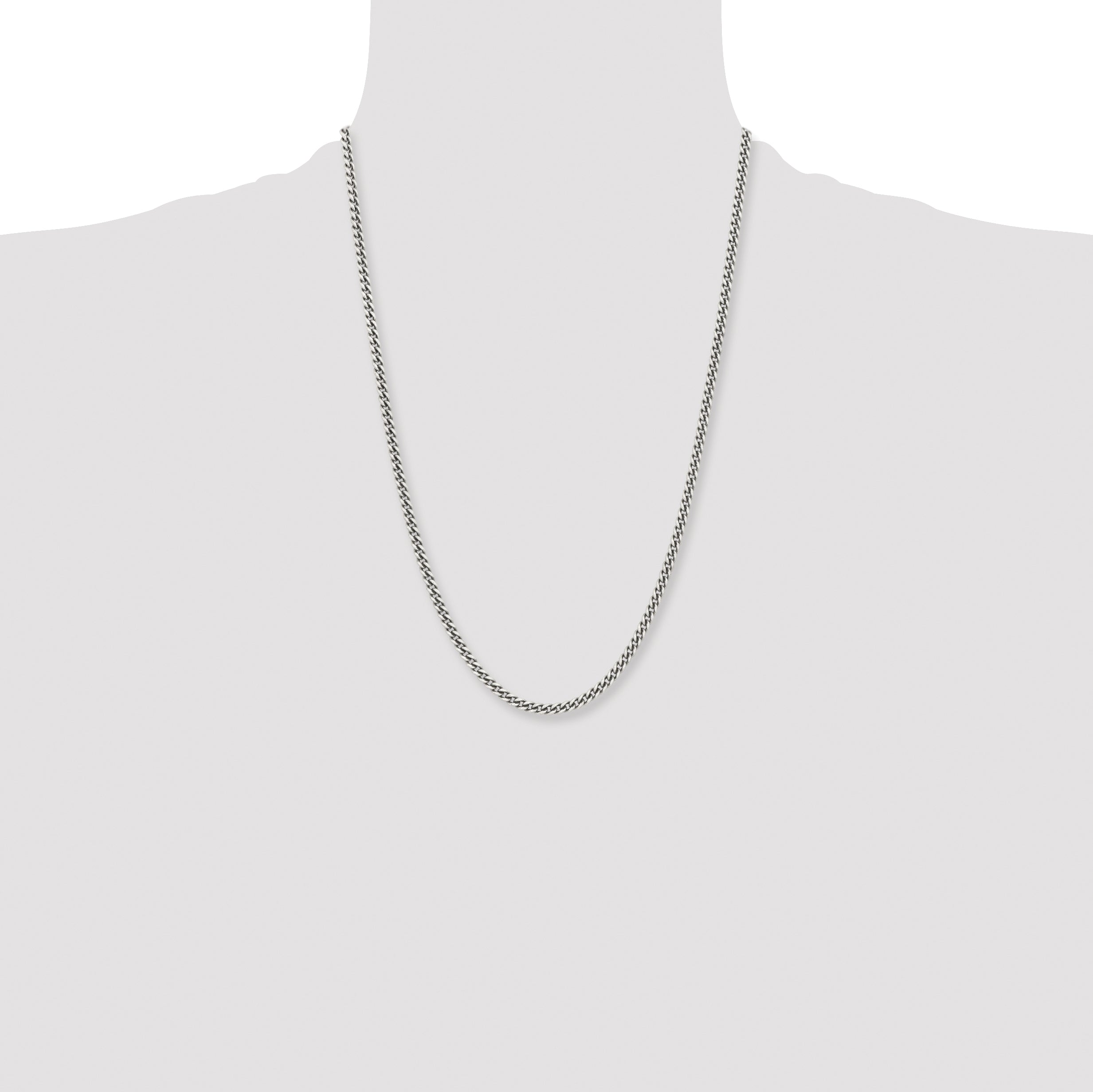 Antiqued Round Curb Chain in Stainless Steel, 4mm