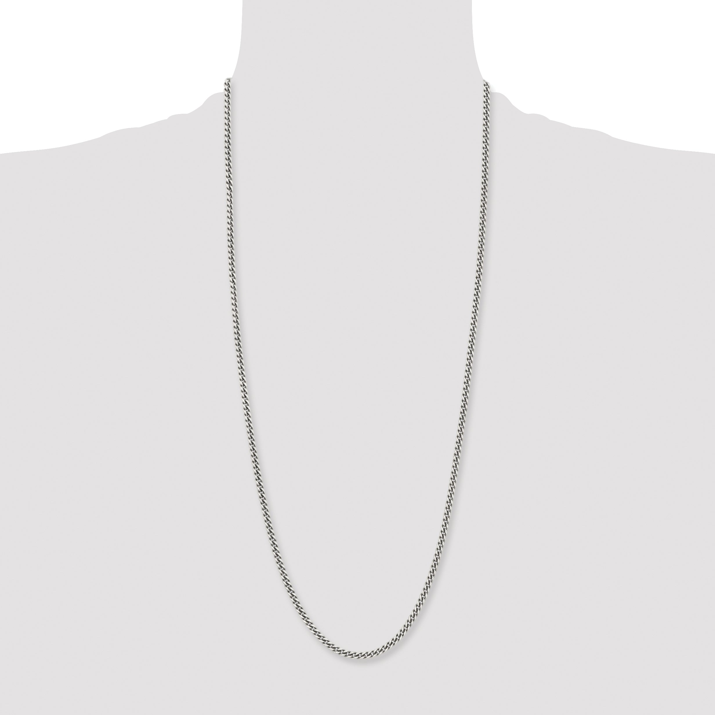 Sophia Jewelers Unisex Stainless Steel Curb Chain Necklace 18 Antiqued Finish