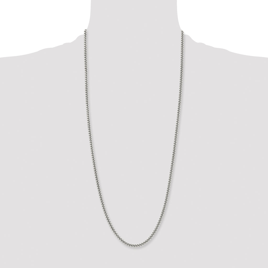 Antiqued Round Curb Chain in Stainless Steel, 4mm