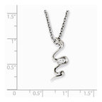 Stainless Steel Polished Snake Swirl w/CZ 18in Necklace