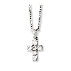 Stainless Steel Cross with CZs Necklace