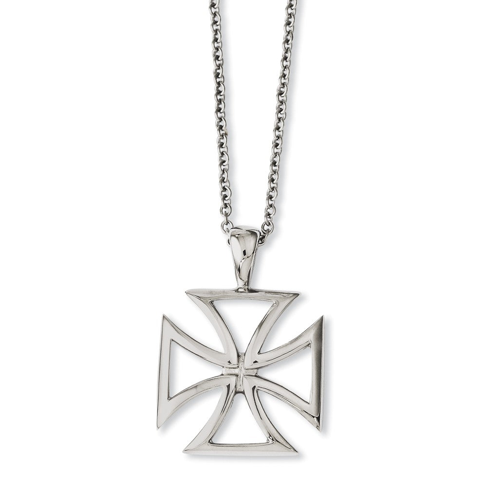 Stainless Steel Polished Cross Pendant Necklace 18in by Sophia Jewelers